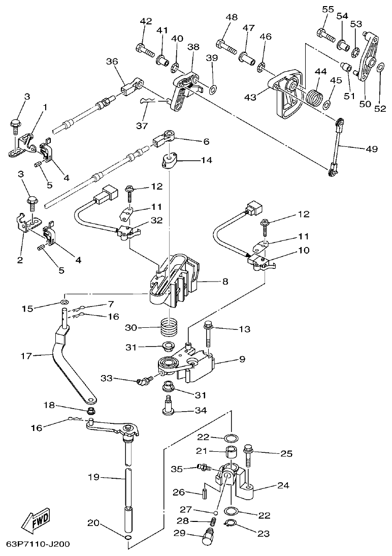 Yamaha F150BET, FL150BET CONTROL parts diagram